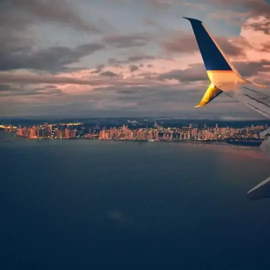 Panama City skyline from plane langing at PTY-Tocumen