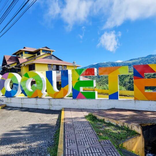 Panama, Boquete, multi colored welcome sign